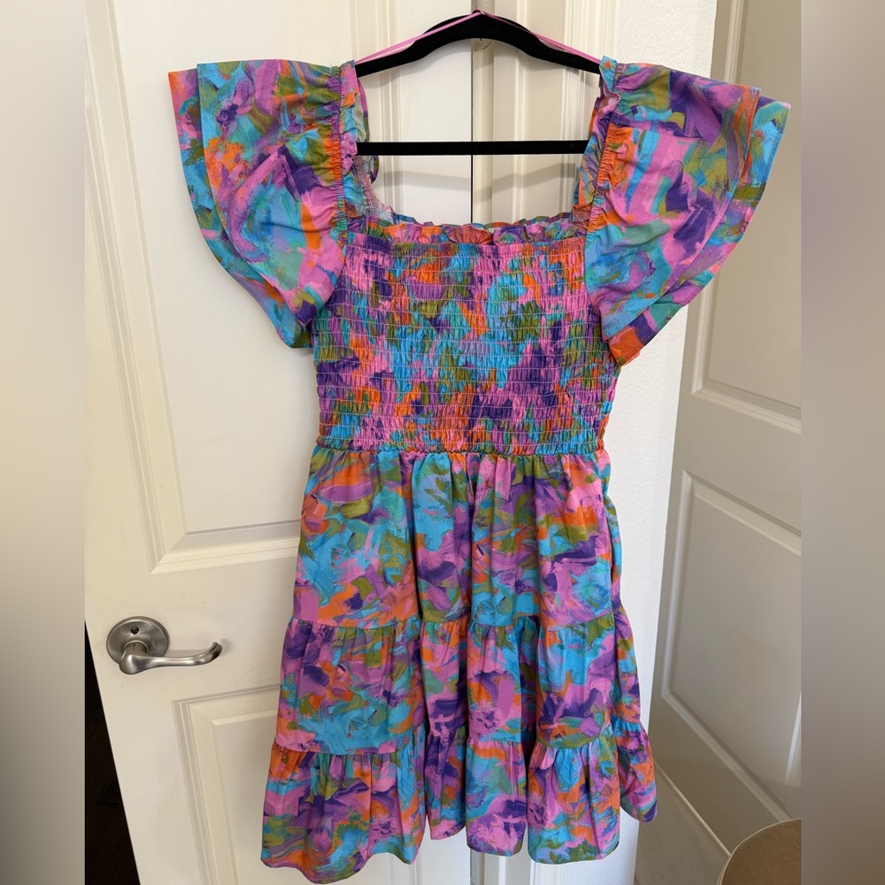 Avara Vibrant Multicolor Ruffled Sleeve Dress